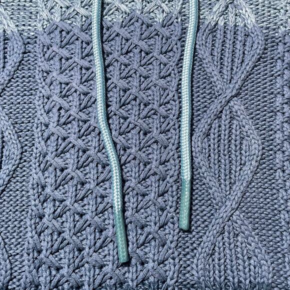 L.L. Bean Signature Cowl Neck Sweater Colorblock Knit Blue Gradient Size Medium - Picture 4 of 9